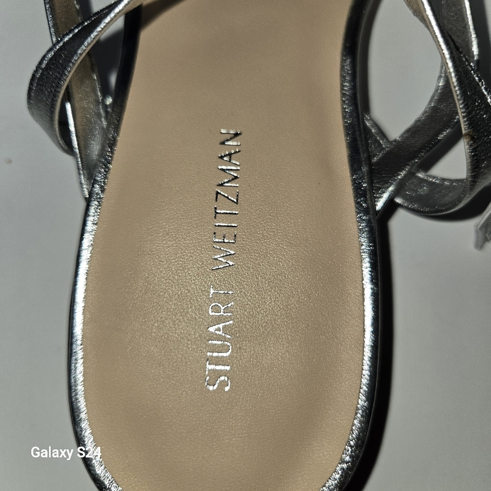 Stuart Weitzman Anita Silver Sandals Size 6 NWOT - Picture 6 of 7